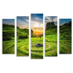 Модульная картина на холсте "Рассвет в горах" 150x110 см Modulka.Ru