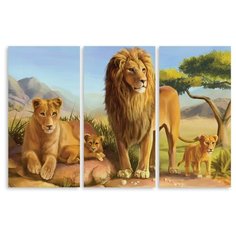 Модульная картина на холсте "Семейство львов" 120x79 см Modulka.Ru