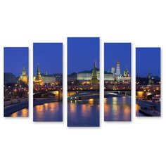 Модульная картина на холсте "Ночная Москва" 170x108 см Modulka.Ru