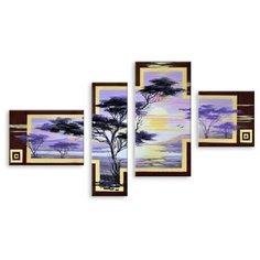 Модульная картина на холсте "Фиолетовый закат" 150x90 см Modulka.Ru