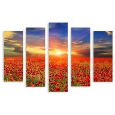 Модульная картина на холсте "Маковое поле" 90x65 см Modulka.Ru