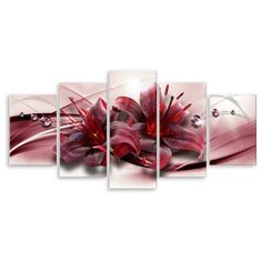 Модульная картина на холсте "Бордовые лилии" 120x60 см Modulka.Ru
