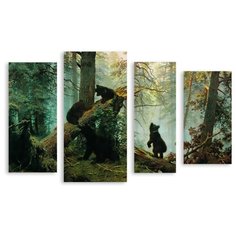 Модульная картина на холсте "Мишки в лесу" 150x97 см Modulka.Ru