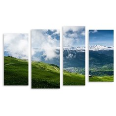 Модульная картина на холсте "Горы в тумане" 120x75 см Modulka.Ru