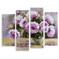 Модульная картина на холсте "Пионы" 150x123 см Modulka.Ru