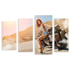 Модульная картина на холсте "Девушка и мотоцикл" 170x111 см Modulka.Ru