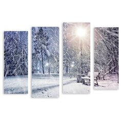 Модульная картина на холсте "Заснеженный парк" 150x109 см Modulka.Ru