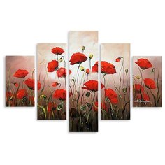 Модульная картина на холсте "Маки" 90x63 см Modulka.Ru