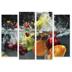 Модульная картина на холсте "Фрукты в воде" 90x67 см Modulka.Ru