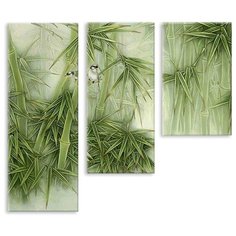 Модульная картина на холсте "Птички в бамбуковой роще" 150x134 см Modulka.Ru