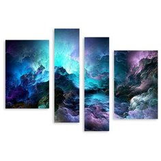 Модульная картина на холсте "Сине-фиолетовая абстракция" 150x111 см Modulka.Ru