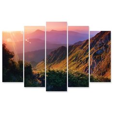 Модульная картина на холсте "Рассвет в горах" 170x113 см Modulka.Ru