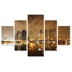 Модульная картина на холсте "Ночной мегаполис" 170x110 см Modulka.Ru