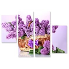 Модульная картина на холсте "Сиреневая корзина" 150x113 см Modulka.Ru