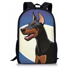 Рюкзак туристический/городской "Собака, доберман", черный, синий Icon