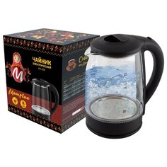 ЧАЙНИК ЭЛЕКТР. "МАТРЁНА" MA-009 2 Л (1/12) СТЕКЛО, ПЛАСТИК (ЧЕРНЫЙ)