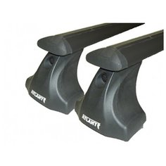 Багажник на крышу Atlant, 6030+7002+7228, черные крыловидные дуги 1,1м на Лада Веста СВ Кросс универсал с интегрированными рейлингами 2017-2020, арт:218124