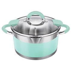 Кастрюля LARA (нерж) MINT 26x14см, 7,2л, носик, индукционное дно, крышка с бортом LR02-545