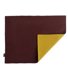 Салфетка под приборы из умягченного льна с декоративной обработкой бордовый/горчица Essential, 35х45 Tkano