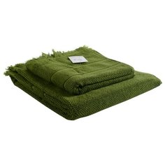 Полотенце для рук с бахромой оливково-зеленого цвета Essential, 50х90 см Tkano