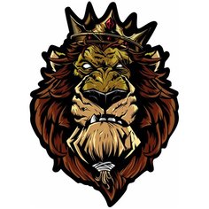 Наклейка на авто, мотоцикл, снегоход, шлем, сноуборд, скейтборд, зеркало, стекло, холодильник, ноутбук, компьютер, PS - Лев в короне (Царь зверей) Pechat Rezka
