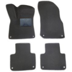 Автомобильные коврики салона Autodefender EVA c пластиковым подпятником для Porsche Cayenne 2010 - наст. Время (комплект 5 шт.) черный ромб с серым кантом