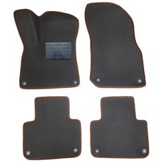 Автомобильные коврики салона Autodefender EVA c пластиковым подпятником для Porsche Cayenne 2010 - наст. Время (комплект 5 шт.) черный ромб с коричневым кантом