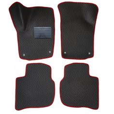 Автомобильные коврики салона Autodefender EVA c пластиковым подпятником для Skoda Rapid 2014 - 2020 (комплект 5 шт.) черный ромб с красным кантом