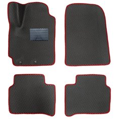 Автомобильные коврики салона Autodefender EVA c пластиковым подпятником для Hyundai Solaris 2017- наст. Время (комплект 5 шт.) черный ромб с красным кантом