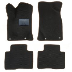 Автомобильные коврики салона Autodefender EVA c пластиковым подпятником для Geely Atlas (NL-3) 2016 - наст. Время (комплект 5 шт.) черный ромб с коричневым кантом