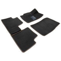 Автомобильные коврики салона Autodefender EVA c пластиковым подпятником для Toyota Corolla (E140/E150) 2006 - 2013 (комплект 5шт.) черный ромб с коричневым кантом