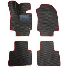 Автомобильные коврики салона Autodefender EVA c пластиковым подпятником для Toyota RAV 4 V (XA50) 2018 - наст. время (комплект 5 шт) черный ромб с красным кантом