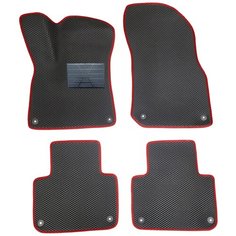Автомобильные коврики салона Autodefender EVA c пластиковым подпятником для Volkswagen Touareg (GP) 2002 - 2010 (комплект 5 шт.) черный ромб с красным кантом