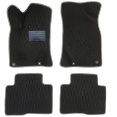 Автомобильные коврики салона Autodefender EVA c пластиковым подпятником для Geely Atlas (NL-3) 2016 - наст. Время (комплект 5 шт.) черный ромб с серым кантом