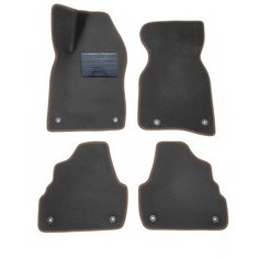 Автомобильные коврики салона Autodefender EVA c пластиковым подпятником для Audi A6 (С5) 2000 - 2006 (комплект 5 шт.) черный ромб с коричневым кантом