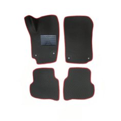 Автомобильные коврики салона Autodefender EVA c пластиковым подпятником для Volkswagen Polo V (седан) 2010 - 2019 (комплект 5 шт.) черный ромб с красным кантом