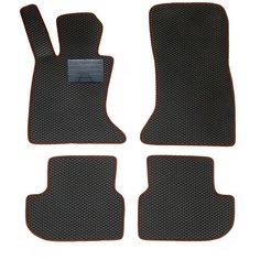 Автомобильные коврики салона Autodefender EVA c пластиковым подпятником для BMW 5 (F10/F11) 2013 - 2017 (комплект 5 шт.) черный ромб с коричневым кантом