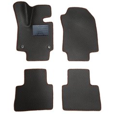 Автомобильные коврики салона Autodefender EVA c пластиковым подпятником для Toyota RAV 4 V (XA50) 2018 - наст. время (комплект 5 шт) черный ромб с коричневым кантом