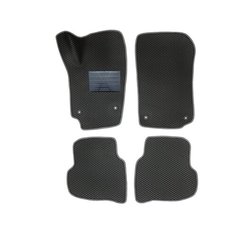 Автомобильные коврики салона Autodefender EVA c пластиковым подпятником для Volkswagen Polo V (седан) 2010 - 2019 (комплект 5 шт.) черный ромб с серым кантом