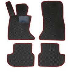 Автомобильные коврики салона Autodefender EVA c пластиковым подпятником для BMW 5 (F10/F11) 2013 - 2017 (комплект 5 шт.) черный ромб с красным кантом