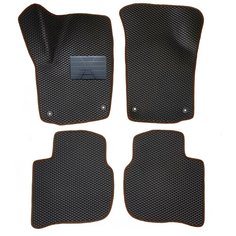 Автомобильные коврики салона Autodefender EVA c пластиковым подпятником для Skoda Rapid 2014 - 2020 (комплект 5 шт.) черный ромб с коричневым кантом