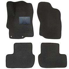 Автомобильные коврики салона Autodefender EVA c пластиковым подпятником для Mitsubishi Lancer X (10) 2007 - 2017 (комплект 5 шт.) черный ромб с черным кантом