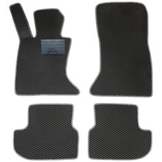 Автомобильные коврики салона Autodefender EVA c пластиковым подпятником для BMW 5 (F10/F11) 2013 - 2017 (комплект 5 шт.) черный ромб с серым кантом