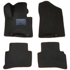 Автомобильные коврики салона Autodefender EVA c пластиковым подпятником для Hyundai Tucson 2015 - наст.время (компелект 5 шт) черный ромб с коричневым кантом