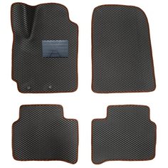 Автомобильные коврики салона Autodefender EVA c пластиковым подпятником для Hyundai Solaris 2017- наст. Время (комплект 5 шт.) черный ромб с коричневым кантом