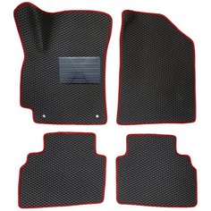 Автомобильные коврики салона Autodefender EVA c пластиковым подпятником (комплект 5 шт.) для Kia Seltos (SP2) 2020 - наст. Время черный ромб с красным кантом