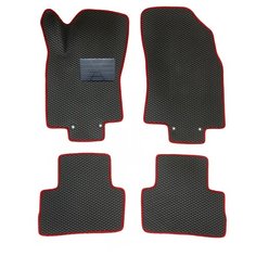 Автомобильные коврики салона Autodefender EVA c пластиковым подпятником для Nissan Qashqai 2013 - наст. Время (комплект 5 шт.) черный ромб с красным кантом
