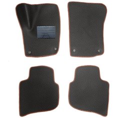 Автомобильные коврики салона Autodefender EVA c пластиковым подпятником для Volkswagen Polo VI 2020 - наст. Время (комплект 5 шт.) черный ромб с коричневым кантом