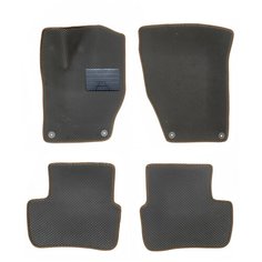 Автомобильные коврики салона Autodefender EVA c пластиковым подпятником для Peugeot 308 I 2008 - 2014 (комплект 5 шт.) черный ромб с коричневым кантом