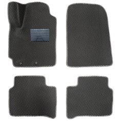 Автомобильные коврики салона Autodefender EVA c пластиковым подпятником для Hyundai Solaris 2017- наст. Время (комплект 5 шт.) черный ромб с серым кантом